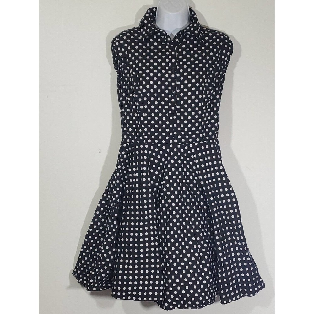 Maggie Tang 50s Polka Dots Retro Rockabilly Pinup Party Swing Dress S Black